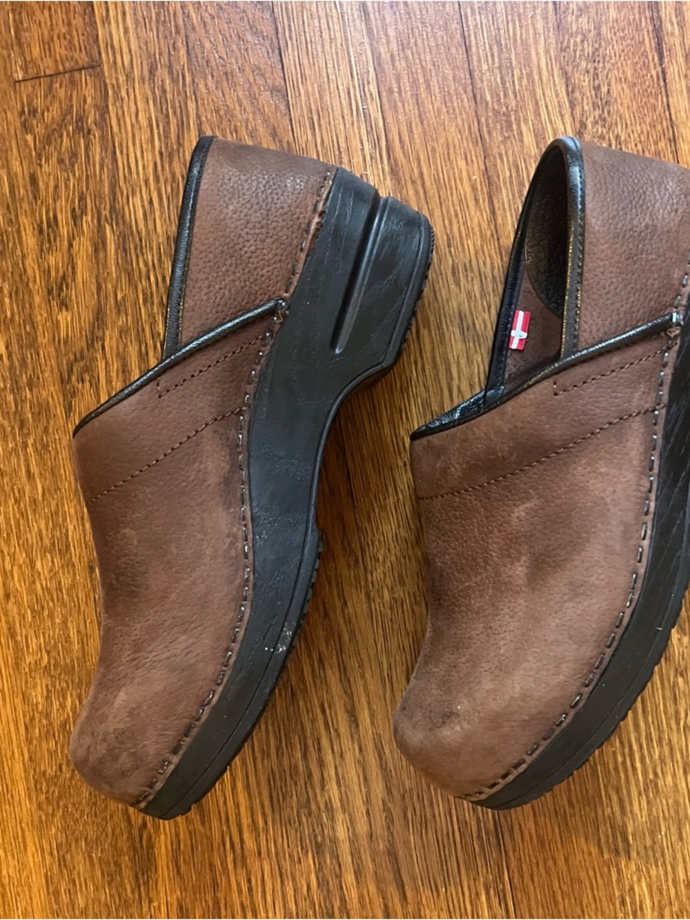 Sanita 37 Textured Oil clogs brown professional leather 6.5 - Picture 3 of 7